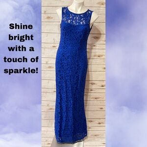 MARINA Cobalt Blue Lace Maxi Dress